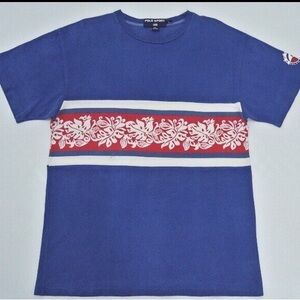 Polo Sport by Ralph Lauren Cotton Mesh Blue Tee with Red Floral Stripe